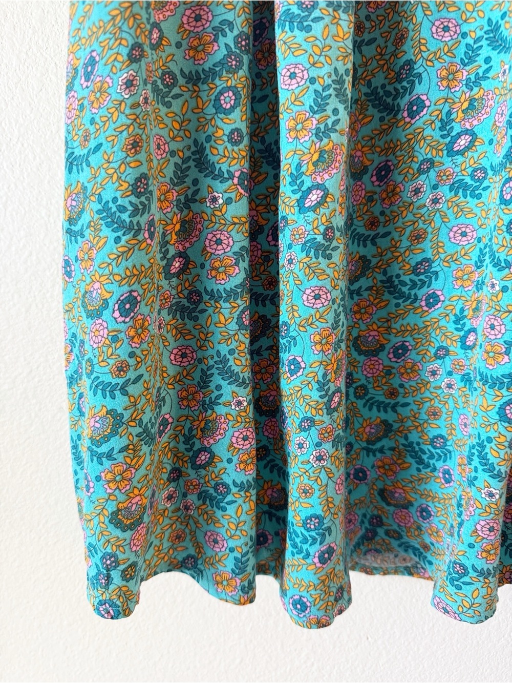 Natural Life XL Floral Boho Babydoll Dress Teal Pockets Oversized Cottagecore - Picture 6 of 12